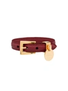 Prada Ostrich Leather Logo Bracelet In Red