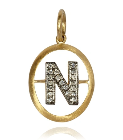 Annoushka 18ct Yellow-gold And Diamond N Pendant In Silver