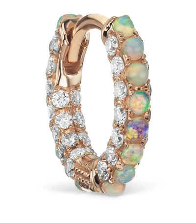 Maria Tash Rose Gold Opal And Diamond Pavé Hoop Earring (8mm)