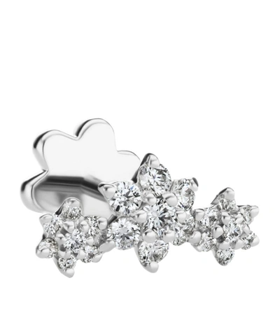 Maria Tash Diamond Three Flower Garland Threaded Single Stud Earring In White