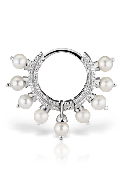 Maria Tash Coronet Pearl Clicker In White Gold