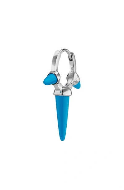 Maria Tash Triple Long Turquoise Spike Clicker Earring In White Gold