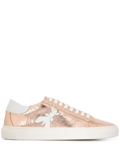 Patrizia Pepe Fly Patch Metallic Leather Sneaker In Gold