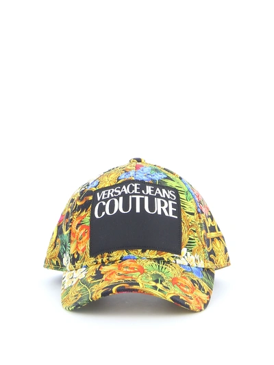 Versace Jungle Baroque Print Cotton Hat In Multicolour