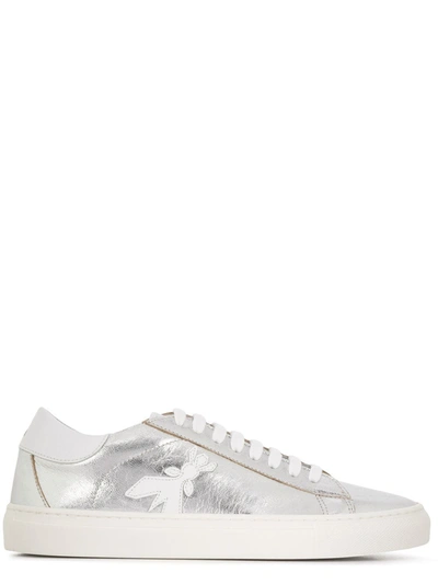 Patrizia Pepe Fly Patch Leather Sneaker In Silver