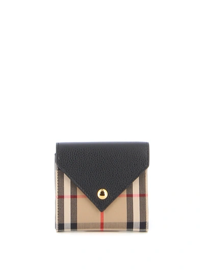 Burberry Lila Vintage Check And Black Leather Wallet