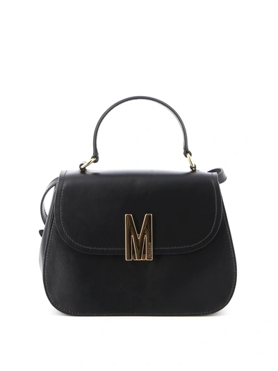Moschino M Black Leather Shoulder Bag