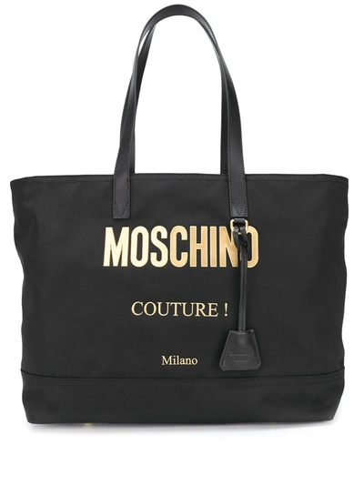 Moschino Loged Tote Bag In Fantasia Nero
