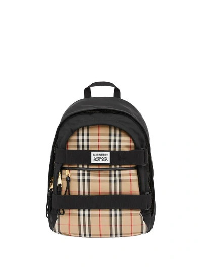 Burberry Medium Vintage Check Nevis Backpack In Black