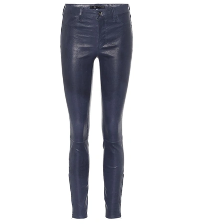 J Brand L8001 High-rise Skinny Leather Pants In Blue