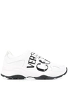 Versace Jeans Couture White Leather Logo Print Sneakers