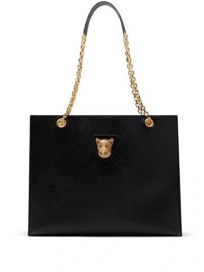 Dolce & Gabbana Large Jungle Bag In Calfskin With Jewel In Black