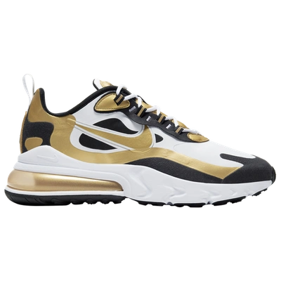 Nike Men's Air Max 270 React Shoes In White/metallic Gold/black