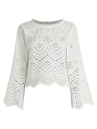 Allison New York Eyelet Bell-sleeve Top In White