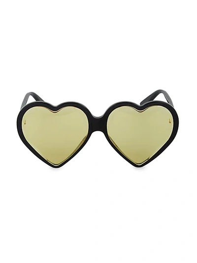 Gucci Novelty 60mm Heart Sunglasses In Black