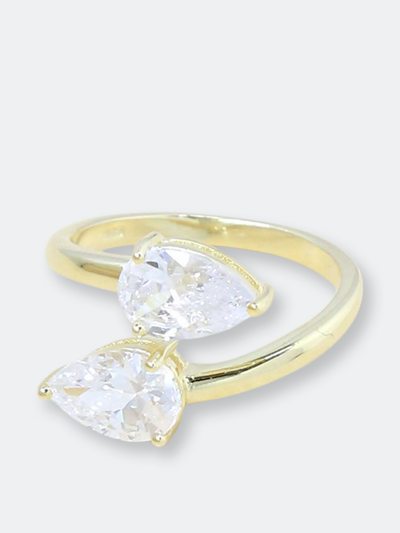 Ettika Crystal Teardop And Gold - Tone Wrap Ring In Grey