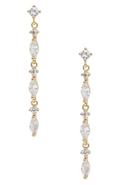 Ettika Dainty Linear Crystal Drop Earrings In Gold