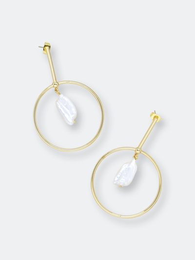 Ettika Modern Gold - Tone And Freshwater Pearl Drop Hoop Earrings In Metal