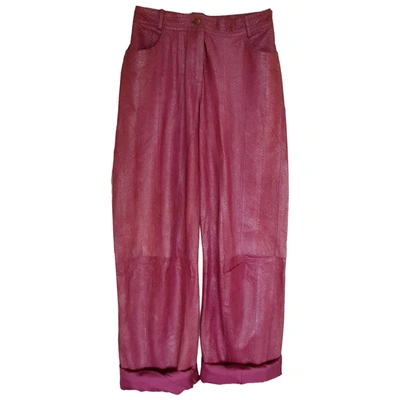 Pre-owned Dior Leather Trousers In Pink