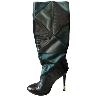Pre-owned Versace Leather Boots In Green