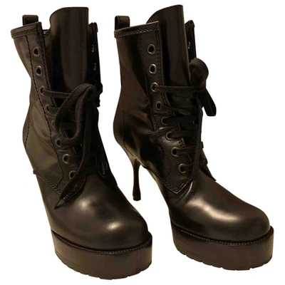 Pre-owned Marc Jacobs Leather Lace Up Boots In Black