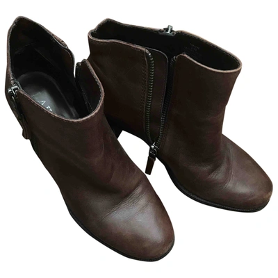 Pre-owned Lauren Ralph Lauren Leather Ankle Boots In Brown