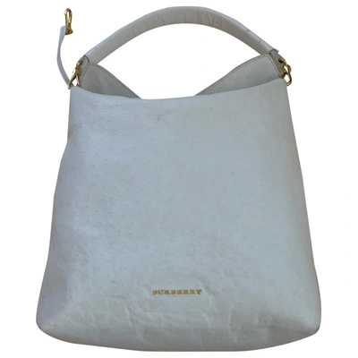 Pre-owned Burberry Leather Handbag In White