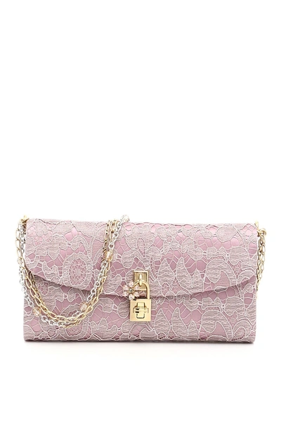 Dolce & Gabbana Lace Dolce Bag In Fardrosa