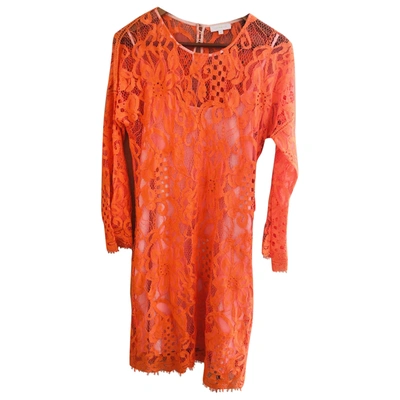 Pre-owned Hoss Intropia Lace Mid-length Dress In Orange