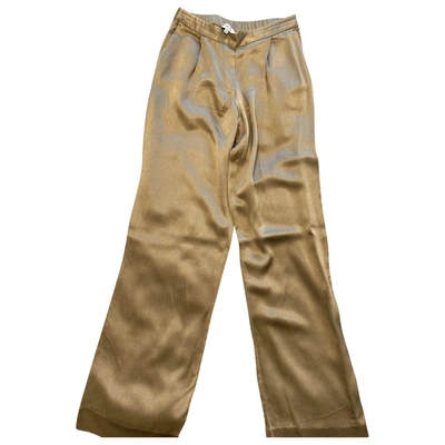 Pre-owned Reiss Silk Straight Pants In Gold