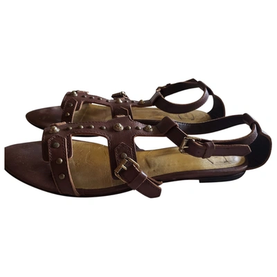 Pre-owned Just Cavalli Leather Sandal In Brown