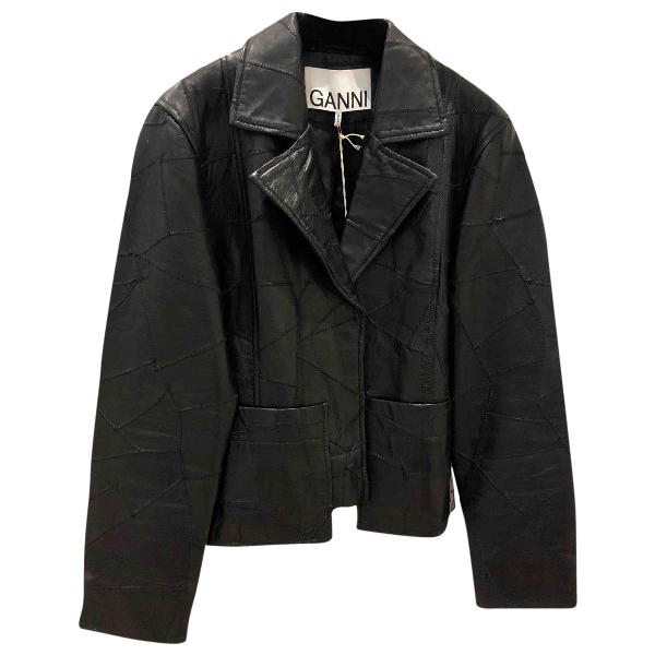 Pre-Owned Ganni Black Leather Jacket | ModeSens