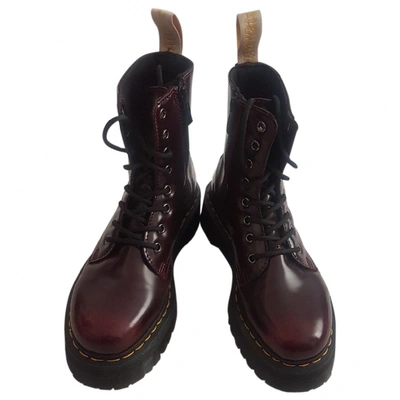 Pre-owned Dr. Martens' Jadon Burgundy Leather Ankle Boots