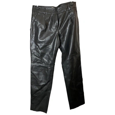 Pre-owned Milly Leather Trousers In Black
