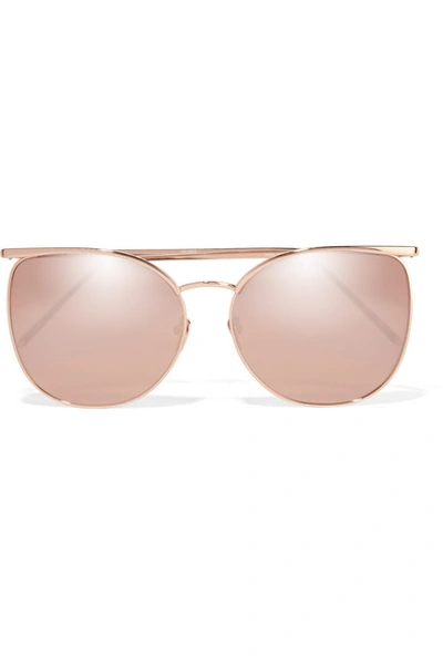 Linda Farrow Square-frame Rose Gold-tone Mirrored Sunglasses