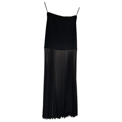 Pre-owned Herve Leger Silk Maxi Skirt In Black
