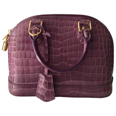 Pre-owned Louis Vuitton Alma Bb Purple Crocodile Handbag