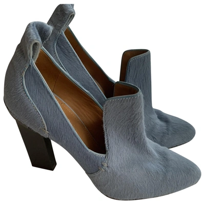 Pre-owned Calvin Klein Collection Pony-style Calfskin Ankle Boots In Blue