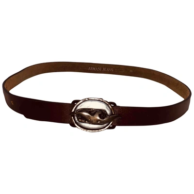 Pre-owned Armani Jeans Leather Belt In Brown