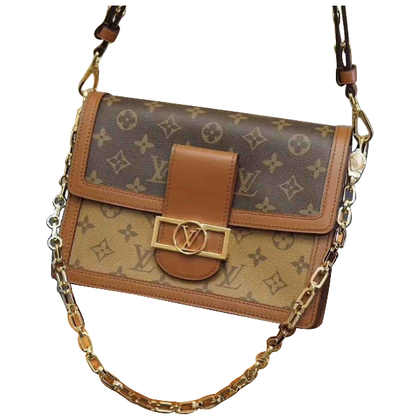 Pre-Owned Louis Vuitton Dauphine Mm Brown Leather Handbag | ModeSens