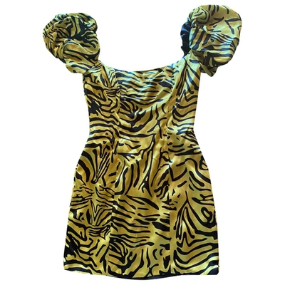 Pre-owned De La Vali Silk Mini Dress In Yellow