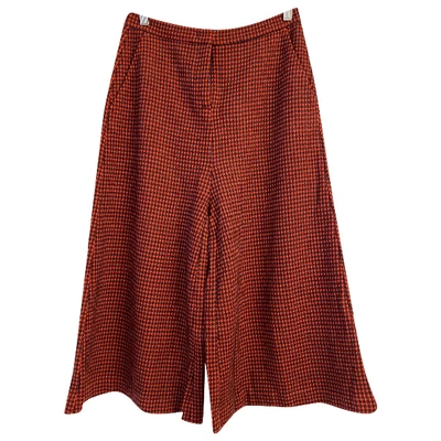 Pre-owned Pinko Wool Large Trousers In Red