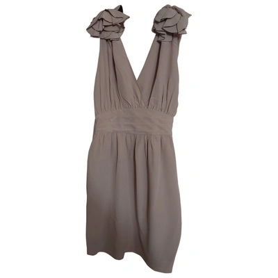 Pre-owned French Connection Silk Mid-length Dress In Beige