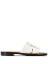 Loewe Perforated Anagram Leather Slides In White