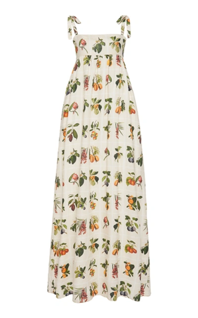 Agua By Agua Bendita Verbena Frutas Printed Linen Dress In Beige | ModeSens