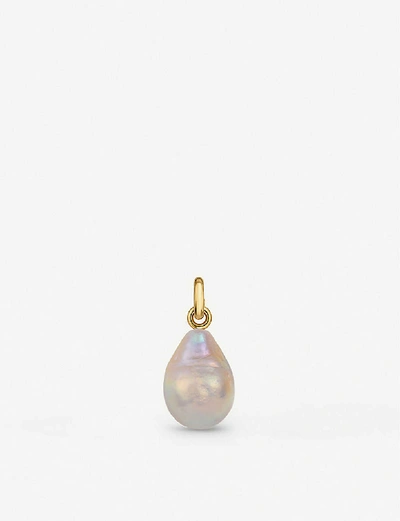 Monica Vinader Fiji Bud Mini 18ct Gold-plated Sterling Silver And Baroque Pearl Pendant