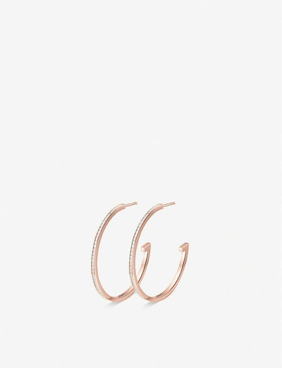 Monica Vinader Skinny 18ct Rose-gold Plated Vermeil Silver And Diamond Large Hoop Earrings In Rose Gold