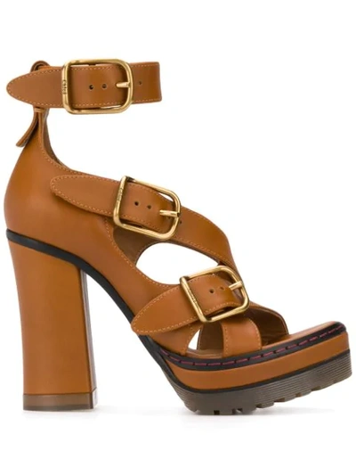 Chloé Daisy 120mm Platform Sandals In Brown