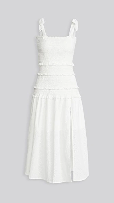 Astr Tessa Smocked Midi Sundress In White