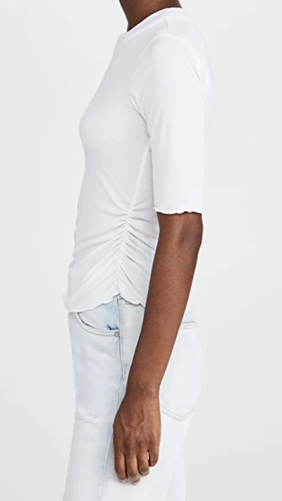 Free People Talk To Me Ruched Side Crew Neck T-shirt-white